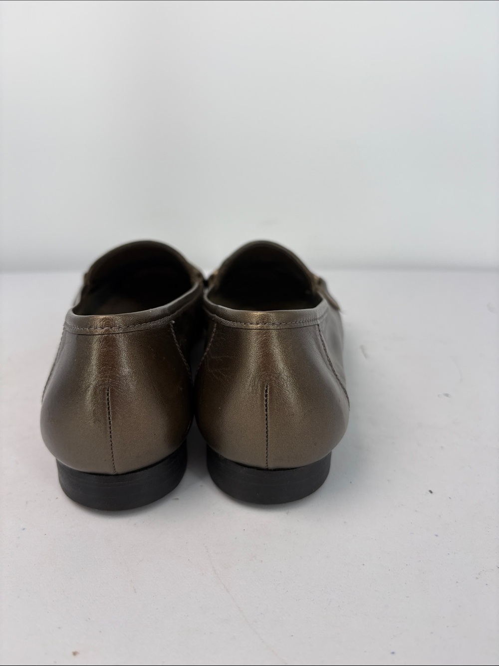🍎 Enzo Angiolini Metallic Bronze Leather Loafers - Picture 6 of 8